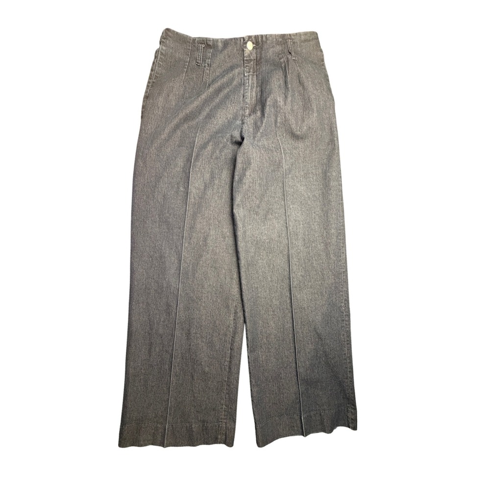 J Peterman Wide Leg Denim Trouser Pants 16 Blue High Rise Coastal Career Pockets